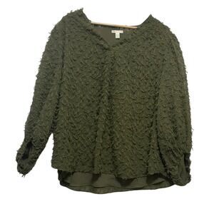 Cato Textured Top 18/20W Green 3D Fairygrunge Earthy Boho Cottagecore Whimsical‎
